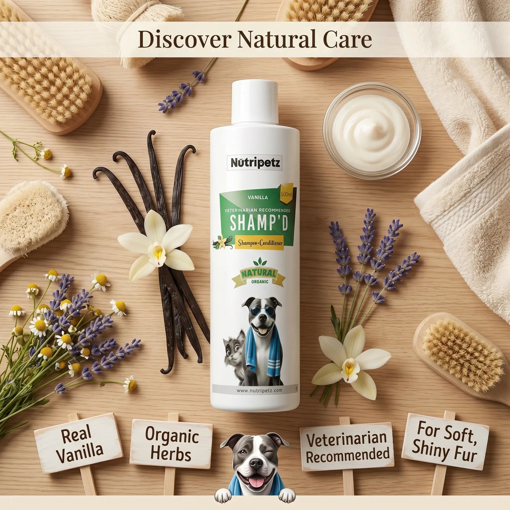 Nutripetz Pet Shampoo & Conditioner for Dogs & Cats – 500 ML Natural Aloe Vera & Coconut Cleanser | Anti-Itch Moisturizing Grooming Wash
