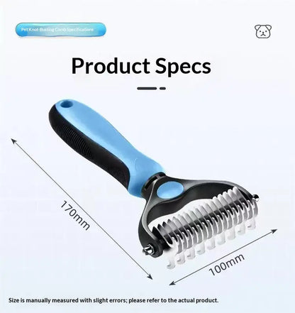 Pain-Free Dematting Undercoat Rake for Dogs and Cats - Dual-Sided Shedding Brush for Efficient Tangle and Fur Removal, Reduces Loose Hair and Mats Effortlessly
