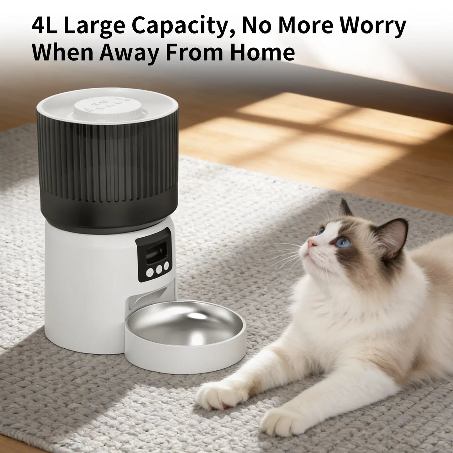 [Meynnpet] Smart Pet Feeder/4L Large Capacity/2K Ultra Hd/Dual Voice Interaction/160°Wide Angle/Smart App Control/Suitable for Cats Dogs and Multiple Pets Food Maker Automatic