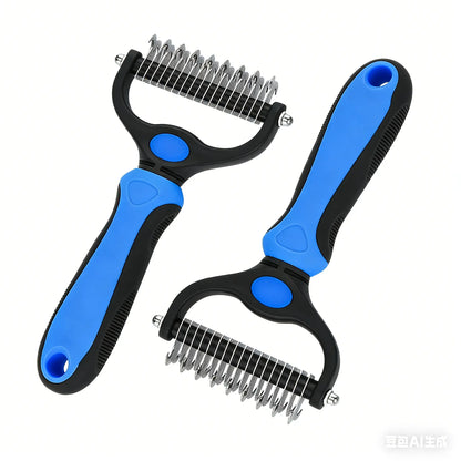 Pain-Free Dematting Undercoat Rake for Dogs and Cats - Dual-Sided Shedding Brush for Efficient Tangle and Fur Removal, Reduces Loose Hair and Mats Effortlessly